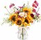 Artificial Faux Flowers in Vase for Home, Fake Flowers Arrangment with Pot, Sunflower Silk Daisy Bouquet for Fall Spring Decor Coffee Table Dinning Room Kitchen Centerpiece Table Decorations